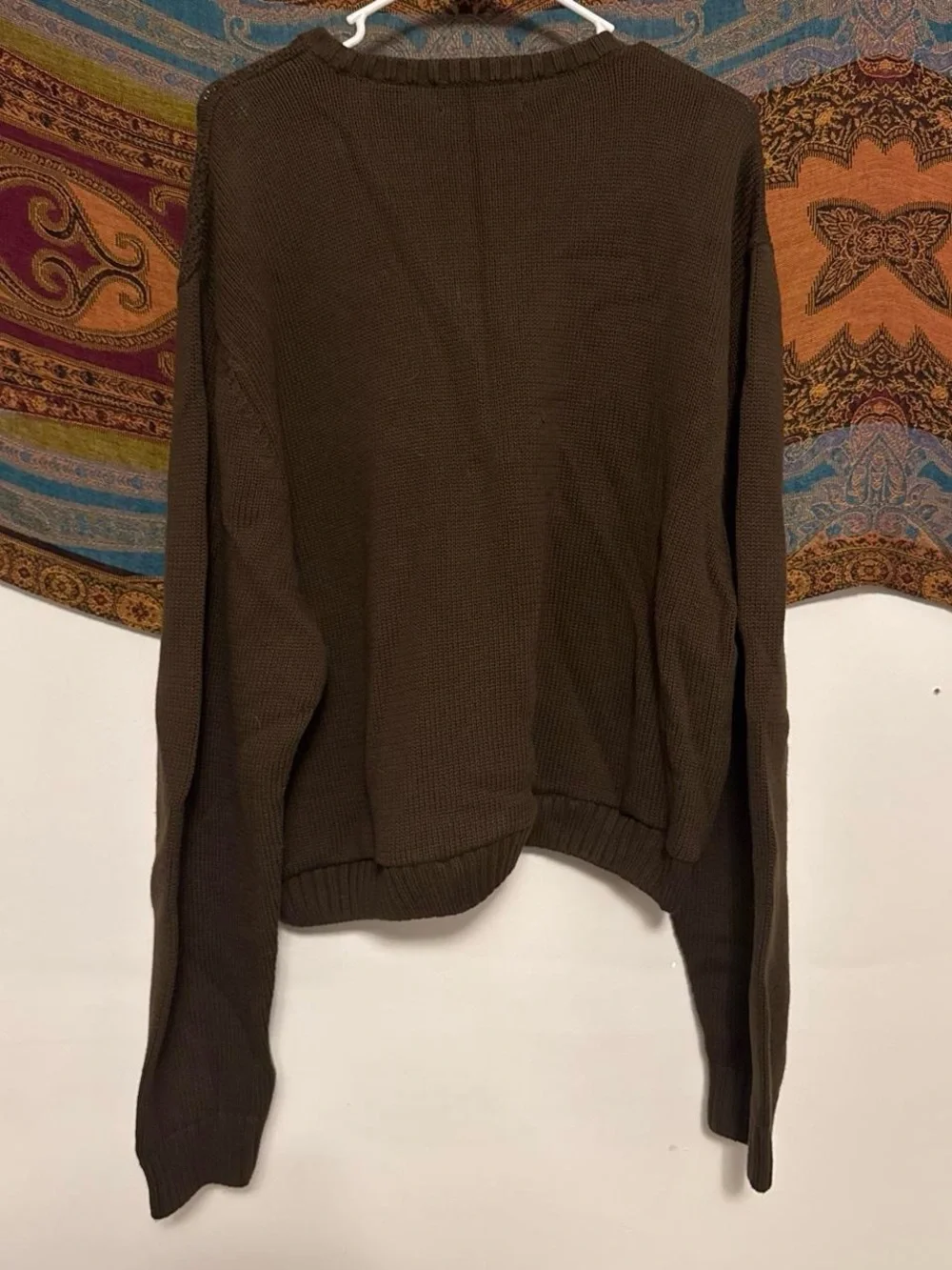Chaps Men’s Dark Brown Cable Crewneck Sweater